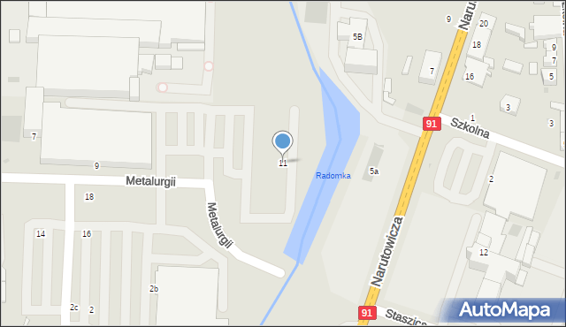 Radomsko, Metalurgii, 11, mapa Radomsko