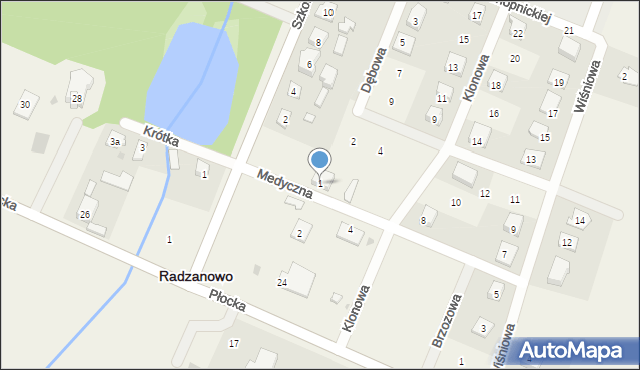 Radzanowo, Medyczna, 1, mapa Radzanowo