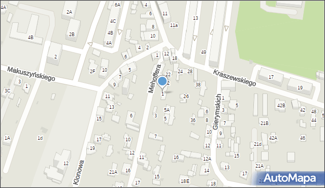 Sosnowiec, Mehoffera Józefa, 1, mapa Sosnowca