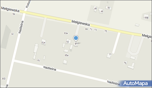 Świdnik, Mełgiewska, 67, mapa Świdnika