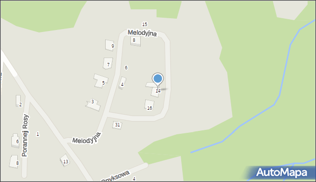 Szczecin, Melodyjna, 14, mapa Szczecina