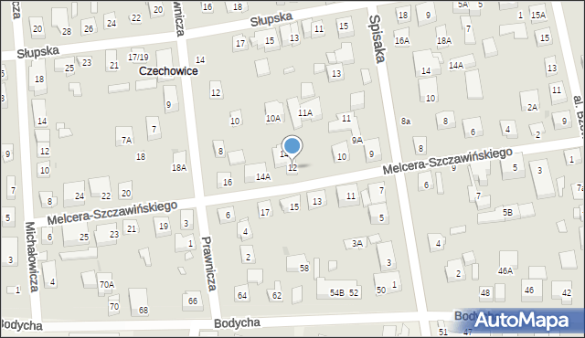 Warszawa, Melcera-Szczawińskiego Henryka, 12, mapa Warszawy