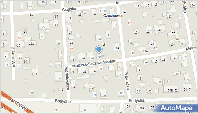 Warszawa, Melcera-Szczawińskiego Henryka, 20, mapa Warszawy