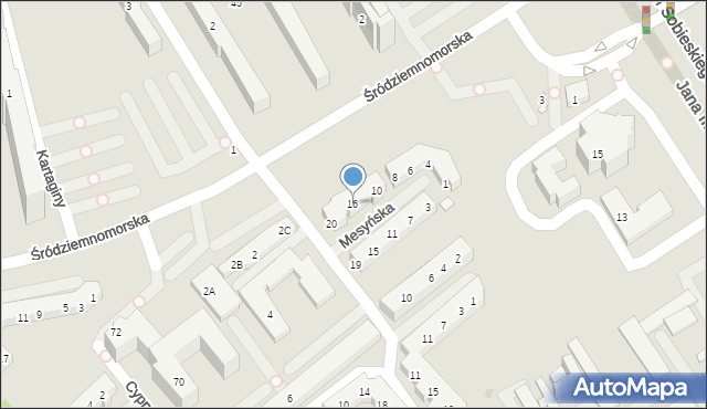 Warszawa, Mesyńska, 16, mapa Warszawy