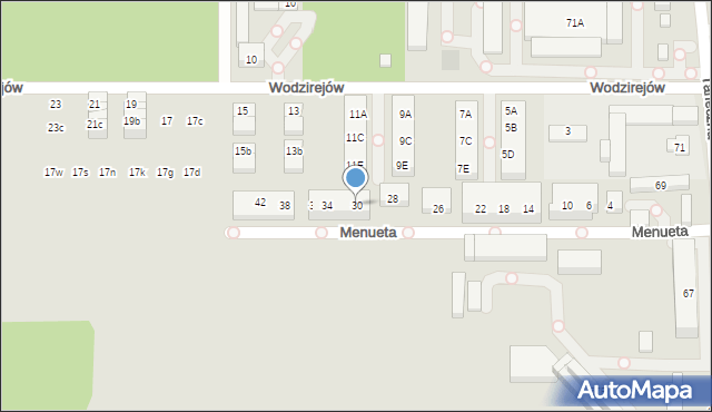 Warszawa, Menueta, 30, mapa Warszawy