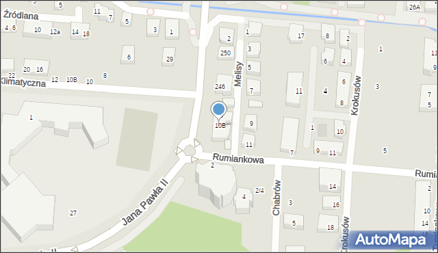 Warszawa, Melisy, 10B, mapa Warszawy