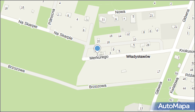 Władysławów, Merkurego, 1, mapa Władysławów