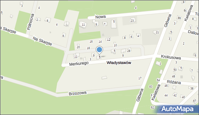 Władysławów, Merkurego, 5, mapa Władysławów