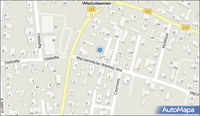 Władysławowo, Męczenników Wielkiej Wsi, 1, mapa Władysławowo