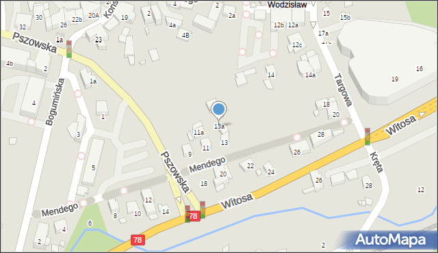 Wodzisław Śląski, Mendego Lucjana, dr., 13a, mapa Wodzisławia Śląskiego