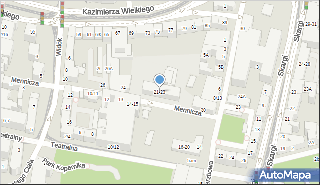 Wrocław, Mennicza, 21-23, mapa Wrocławia