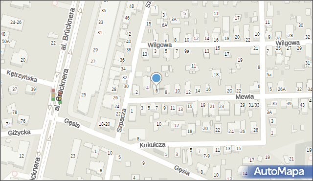 Wrocław, Mewia, 6, mapa Wrocławia