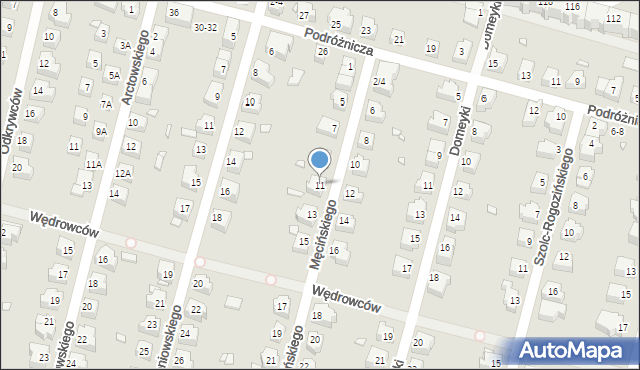 Wrocław, Męcińskiego Wojciecha, 11, mapa Wrocławia