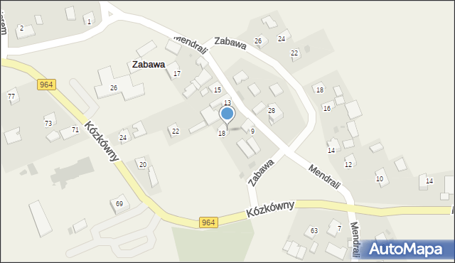 Zabawa, Mendrali Władysława, ks., 11, mapa Zabawa