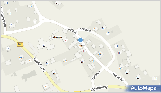 Zabawa, Mendrali Władysława, ks., 15, mapa Zabawa