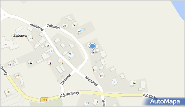 Zabawa, Mendrali Władysława, ks., 16, mapa Zabawa