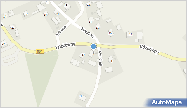 Zabawa, Mendrali Władysława, ks., 7, mapa Zabawa