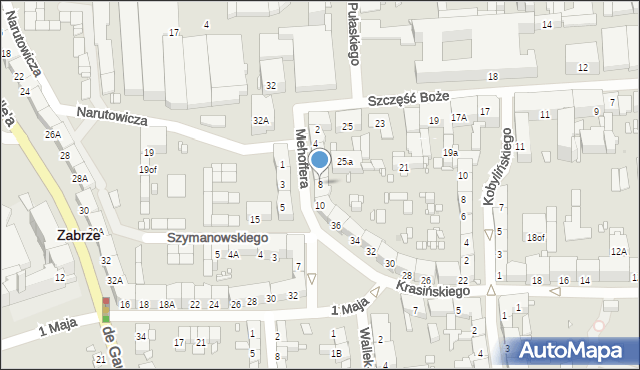 Zabrze, Mehoffera Józefa, 8, mapa Zabrza