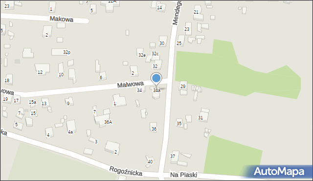 Zabrze, Mendego Edwarda, ks., 34a, mapa Zabrza