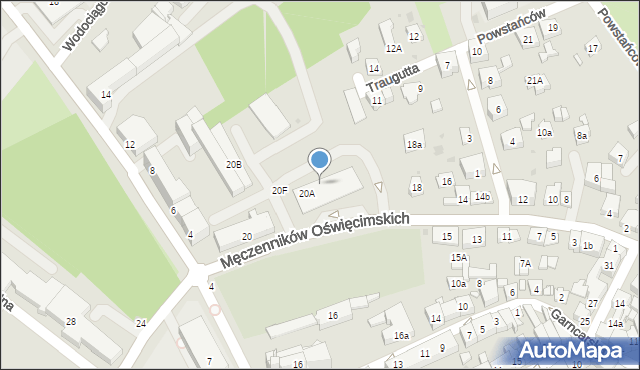 Żory, Męczenników Oświęcimskich, 20E, mapa Żor