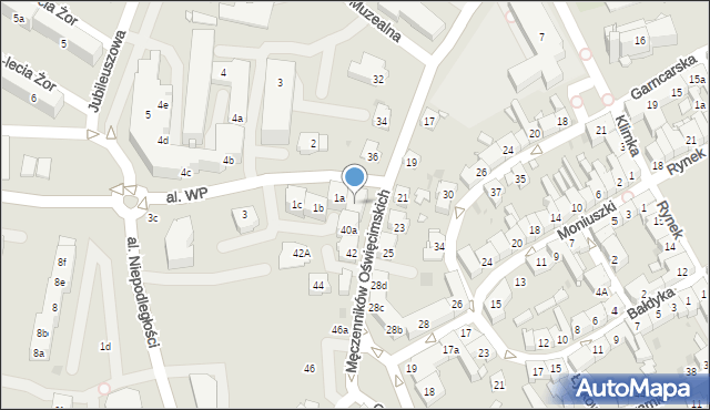 Żory, Męczenników Oświęcimskich, 40, mapa Żor