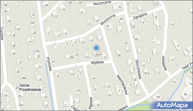 Bielsko-Biała, Mglista, 23, mapa Bielsko-Białej