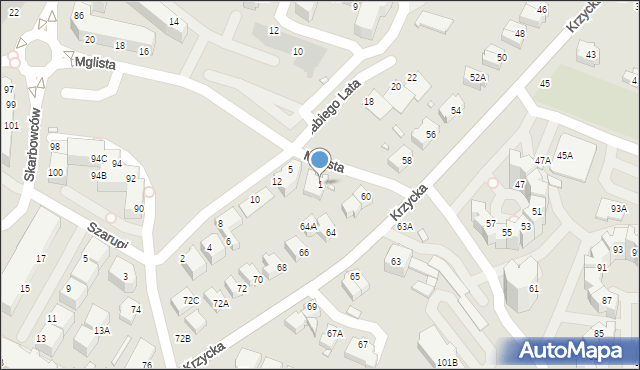 Wrocław, Mglista, 1, mapa Wrocławia