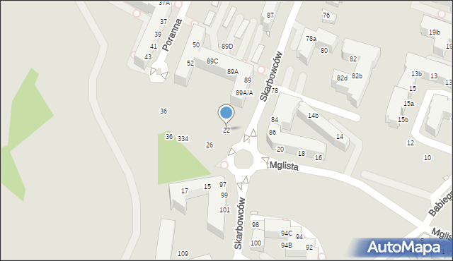 Wrocław, Mglista, 22, mapa Wrocławia