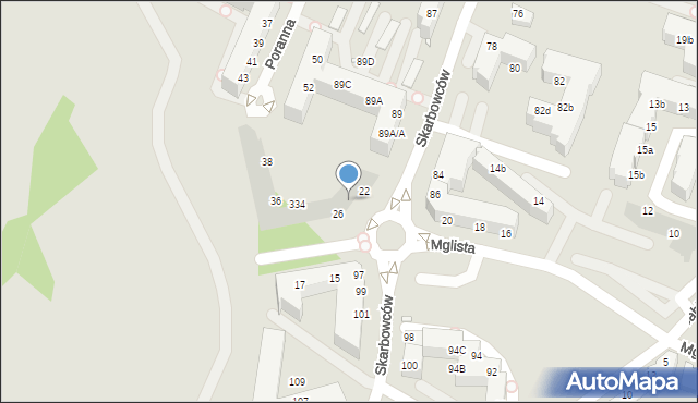 Wrocław, Mglista, 24, mapa Wrocławia