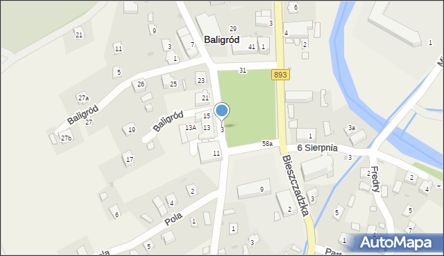 Baligród, Mickiewicza Adama, 3, mapa Baligród