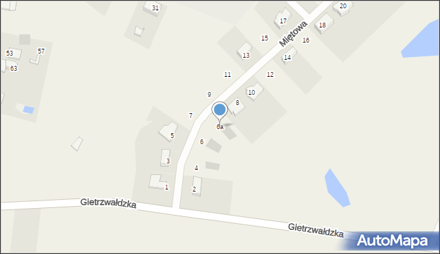 Bartąg, Miętowa, 6a, mapa Bartąg