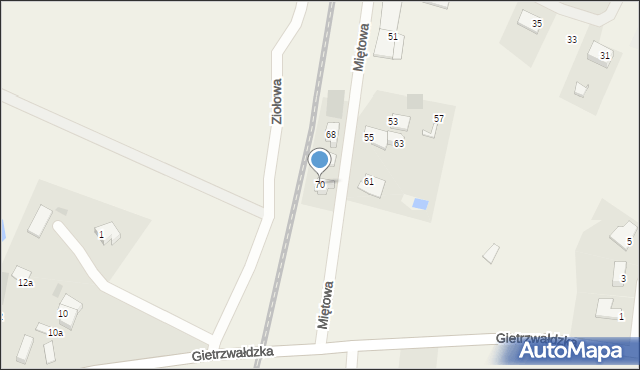 Bartąg, Miętowa, 70, mapa Bartąg