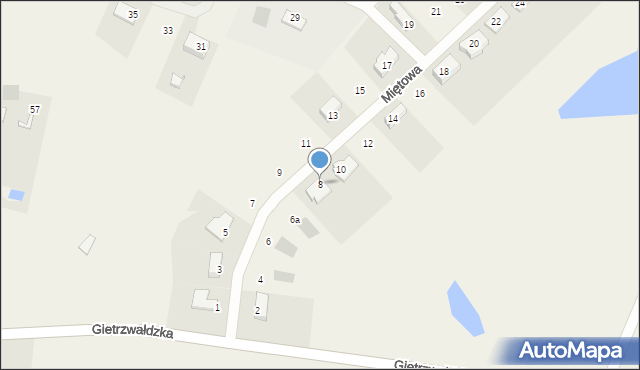 Bartąg, Miętowa, 8, mapa Bartąg