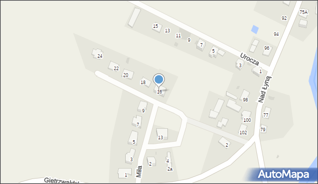 Bartąg, Miła, 16, mapa Bartąg