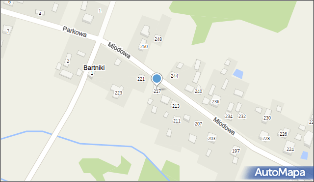 Bartniki, Miodowa, 217, mapa Bartniki