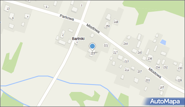 Bartniki, Miodowa, 223, mapa Bartniki