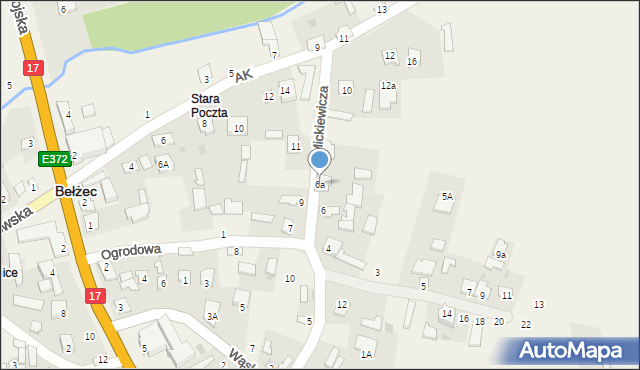 Bełżec, Mickiewicza Adama, 6a, mapa Bełżec