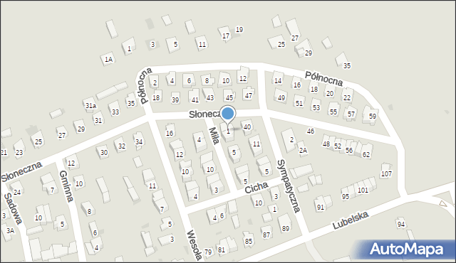 Bełżyce, Miła, 1, mapa Bełżyce