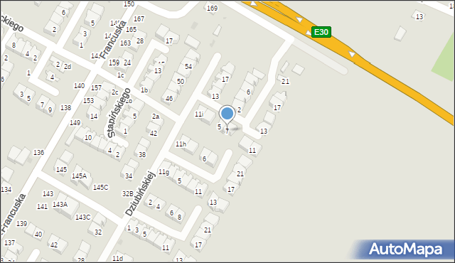 Biała Podlaska, Miłkowskiego Stanisława, 7, mapa Białej Podlaskiej