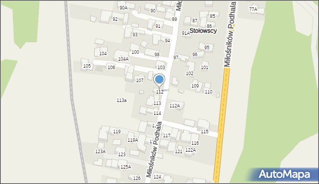 Biały Dunajec, Miłośników Podhala, 112, mapa Biały Dunajec