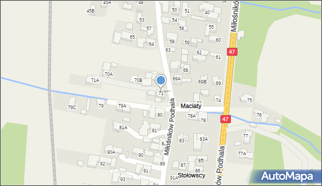 Biały Dunajec, Miłośników Podhala, 71, mapa Biały Dunajec