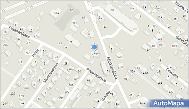 Białystok, Mickiewicza Adama, 72/1, mapa Białegostoku