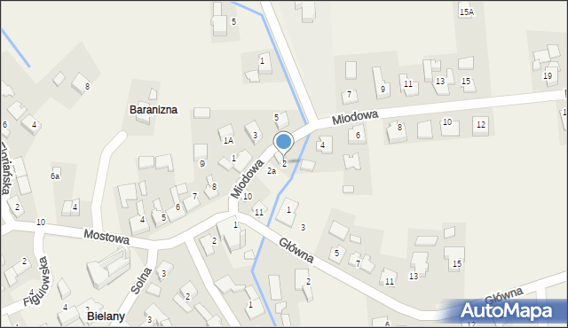 Bielany, Miodowa, 2, mapa Bielany