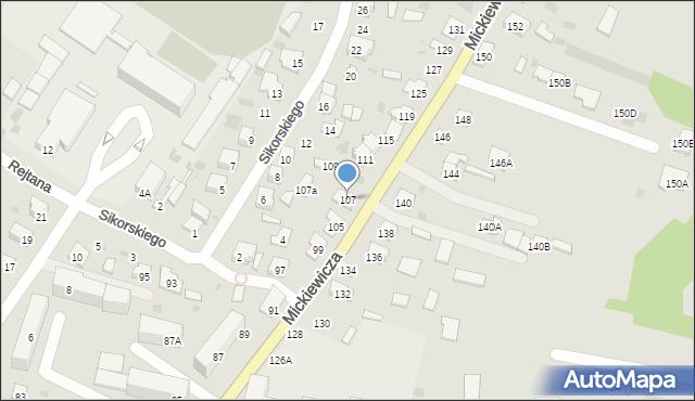 Bielsk Podlaski, Mickiewicza Adama, 107, mapa Bielsk Podlaski