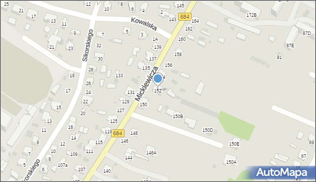 Bielsk Podlaski, Mickiewicza Adama, 152, mapa Bielsk Podlaski