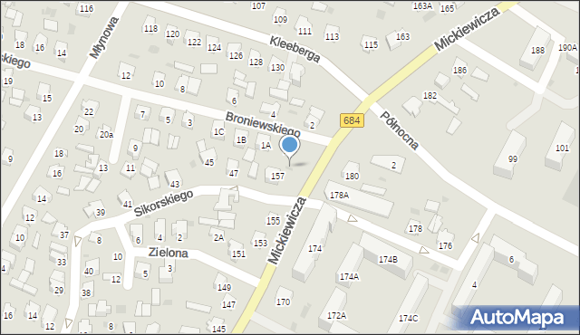 Bielsk Podlaski, Mickiewicza Adama, 157A, mapa Bielsk Podlaski