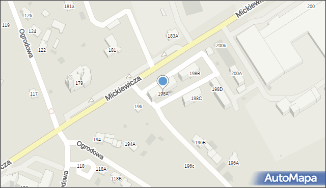 Bielsk Podlaski, Mickiewicza Adama, 198A, mapa Bielsk Podlaski