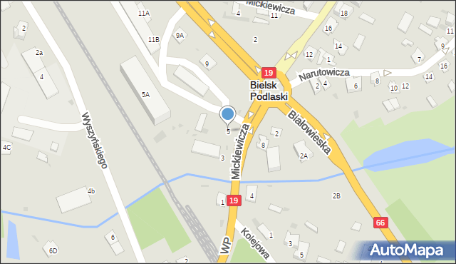 Bielsk Podlaski, Mickiewicza Adama, 5, mapa Bielsk Podlaski