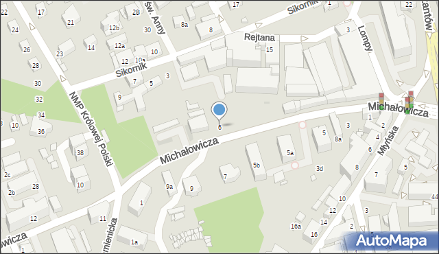Bielsko-Biała, Michałowicza Mieczysława, prof. dr., 6, mapa Bielsko-Białej