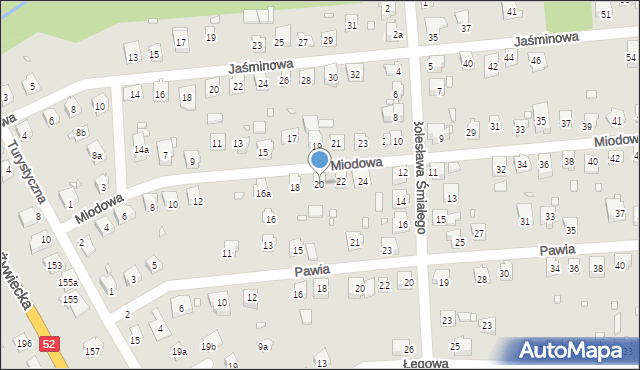 Bielsko-Biała, Miodowa, 20, mapa Bielsko-Białej